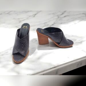 Women's Black and White Polka Dot Heeled Mules Mivolla By Marc Fisher